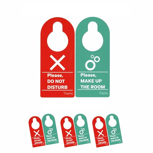 TIESSE - 3 étiquettes double face pour porte-porte Please Do No Disstaur/Please Make Up the Room - Panneau plastique en PVC - Dimensions : 210 x 90 mm - Fabriqué en Italie