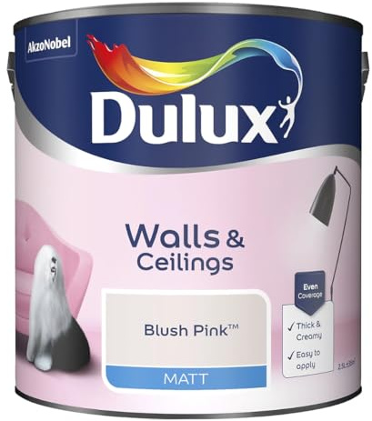 Blush Pink Walls & Ceilings Matt Emulsion Paint 2.5L – Smooth Creamy Finish, Quick Dry, Low VOC, Easy Application for Interior Walls & Ceilings
