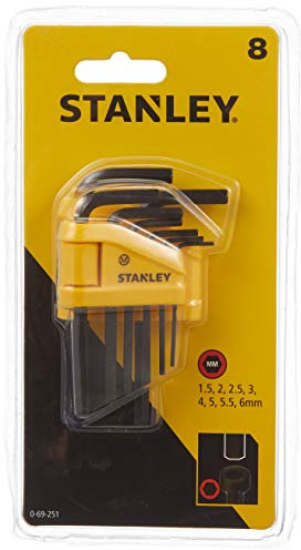 STANLEY Juego de 8 Llaves Hexagonales 1,5-6mm, Tipo Libro, Soporte de Plástico, Llaves Ordenadas por Medida, Herramienta Versátil y Duradera, 0-69-251