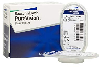 Bausch + Lomb PureVision Monatslinsen, sphärische Kontaktlinsen, weich, 6 Stück / BC 8.3 mm / DIA 14 / -2.75 Dioptrien