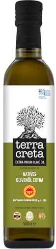 Terra Creta g.U. Extra natives Olivenöl aus Kreta - 500 ml Flasche | Kaltgepresstes Olivenöl mit fruchtigem Aroma der Koroneiki Oliven - 1. Güteklasse - Traditionelle Herstellung in Kolymvari