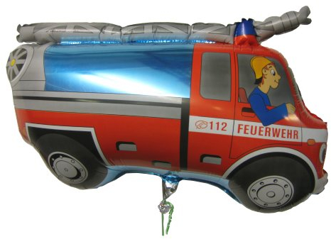 Grabo Ballon, Rot, 1 stück, Feuerwehr-Ereignis, Kinder, Kindergeburtstag, Kinder, männlich, Aluminium, Rund, Metallischer Finish, BALLOON