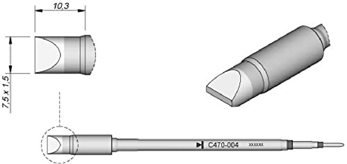 JBC Lötspitze Serie C470, Meißelform, C470002/6,0 x 1,5 mm, gerade C470002 (Lötkartusche 470 4700 C470- Loetkartusche Loetpatrone Loetspitze Lötpatrone T470)