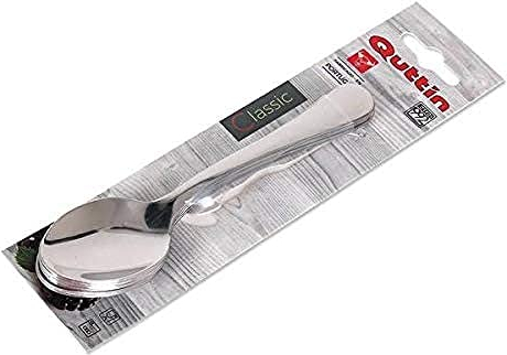 Quttin - Set 6 Cucharas de Postre de Acero Inoxidable de 1,5 mm. Bordes lijados y pulidos. Pulido brillo espejo. Colección Classic