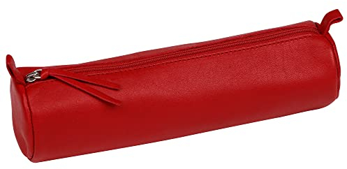 Clairefontaine 8308C Schlampermäppchen (aus echtem Leder, gefärbt, Ø5,5 x 22cm) 1 Stück rot