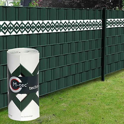 Design Sichtschutzstreifen/PVC/Motiv Karo Tape weiß - grün 9 Streifen für Gittermattenzaun - SIE KAUFEN Hier DIREKT BEIM Hersteller -