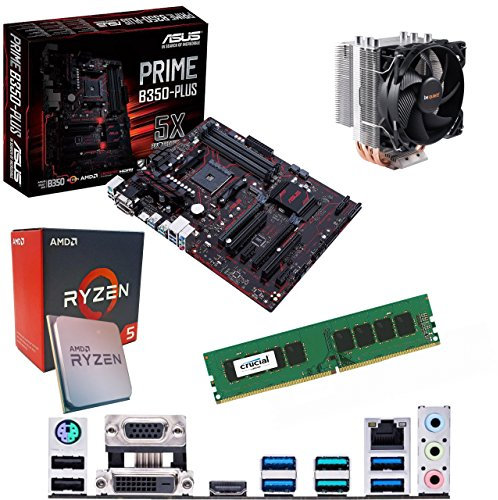 Components4All AMD Ryzen 5 1600X 3.6Ghz (Turbo 4.0Ghz) Six Core Twelve Thread CPU, ASUS Prime B350-PLUS Motherboard, 4GB 2133Mhz Crucial DDR4 RAM & BeQuiet Pure Rock Slim CPU Cooler Pre-Built Bundle