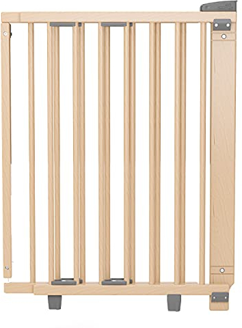 Geuther 2732+ schwenkbares Türschutzgitter Passung 58 cm - 105 cm TÜV/GS zertifiziert Türgitter zum Bohren extra hohes Babygitter stufenlos einstellbar Sicherheitsverschluss Natur