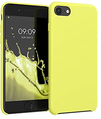 kwmobile Case Compatible with Apple iPhone SE (2022) / iPhone SE (2020) / iPhone 8 / iPhone 7 Case - TPU Silicone Phone Cover with Soft Finish - Pastel Yellow