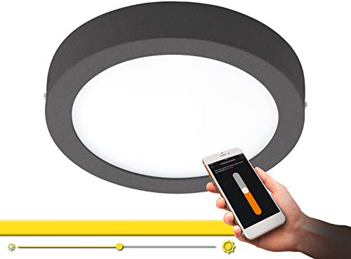 EGLO connect LED Außen-Deckenlampe Argolis-C, Smart Home Außenleuchte für Wand und Decke, Deckenleuchte aus Alu und Kunststoff, Farbe: Anthrazit, weiß, dimmbar, Weißtöne einstellbar, IP44