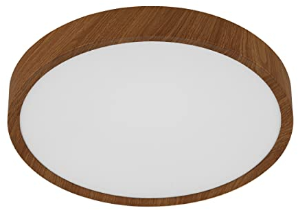 EGLO LED Deckenleuchte Musurita, 1 flammige Deckenlampe, Wohnzimmerlampe, Küchenlampe aus Stahl und Kunststoff, Flurlampe Decke in Holz-Optik, Weiß, Ø 34 cm