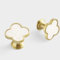Decorative White Shell Kitchen Cabinet Knobs Clovers Brass Drawer Dresser Pulls Wardrobe Cupboard Door Pulls Handles Marble 4Pack (4)