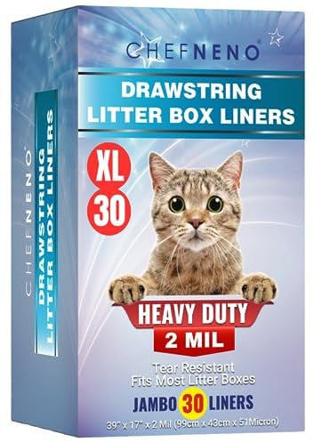 Drawstring Large Litter Box Liners, Heavy Duty Liners for Cat Litter Box (XLarge)