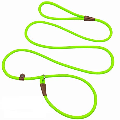 MayPaw Slip Lead Control Leash for Dogs No Pull, 13+ Colours Classic Dog Lead 7 FT Pet Slip Leash, 1/4 Rope Leads for Small Medium Animals (7ft*1/4, Green)