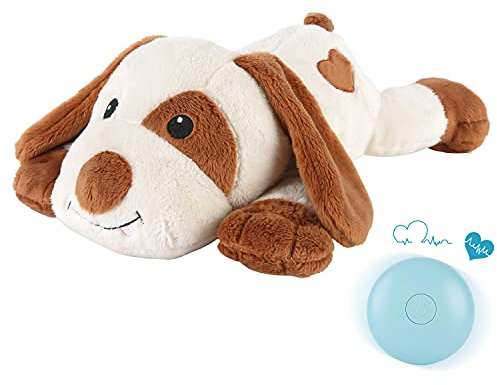 WEOK Heartbeat Welpe Plüsch Hundespielzeug, Welpe Herzschlag Stofftier für Hunde Angst Linderung Verhalten Hilfe Spielzeug (White + small)