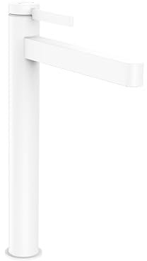 hansgrohe Waschtischarmatur Finoris, Wasserhahn Bad mit Auslauf Höhe 260 mm, mit Push-Open Ablaufgarnitur, Badarmatur wassersparend, Mattweiß