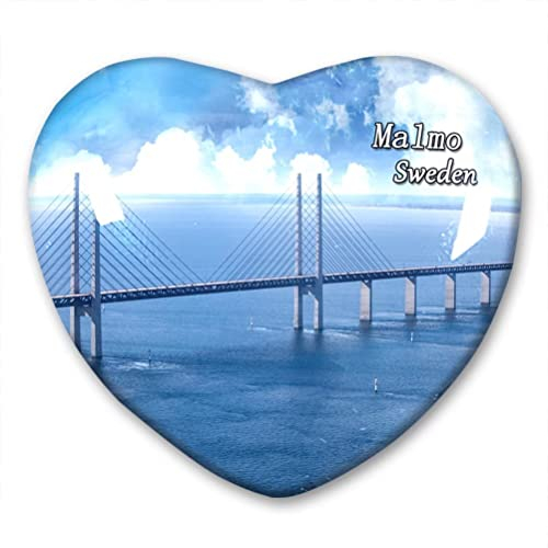 Schweden Malmo Kühlschrankmagnet Kühlschrankaufkleber Kollektion Dekorativer Magnet Reise-Souvenir Herzform Kristallglas