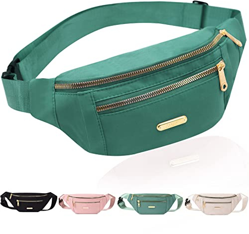 Fanny Pack Fashionable Waist Bag Casual Travel Bum Bag with 3 Zipper Pockets for Women Men Sports Running Hiking Jogging (Green)