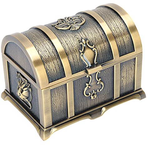Antik Schmuckkästen, Schmuckkästchen Aus Metall Rechteck Aufbewahrung Box Retro Schatztruhe Vintage Metallstich Aufbewahrung Schmuckkästen Erinnerung Geschenkhalter Fall Für Organizer, Ring (S)