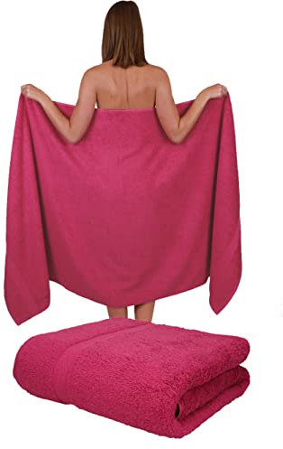 Betz 2 Stück Badetücher groß XXL Größe 100 x 200 cm Badetücher Saunatuch Palermo 100% Baumwolle Farbe Cranberry