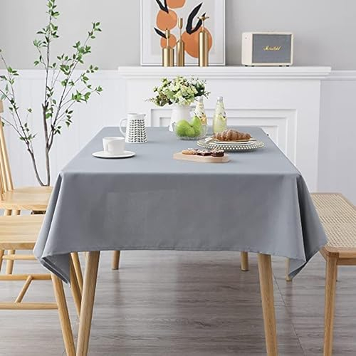 LivinEase Tischdecke 140 x 240 cm – Grau Rechteckige Tischdecke aus Baumwollmischung 250 g/m² für 6- bis 10-Sitzer-Tisch – Elegante drapierte Tischdecke für den Weihnachtstisch