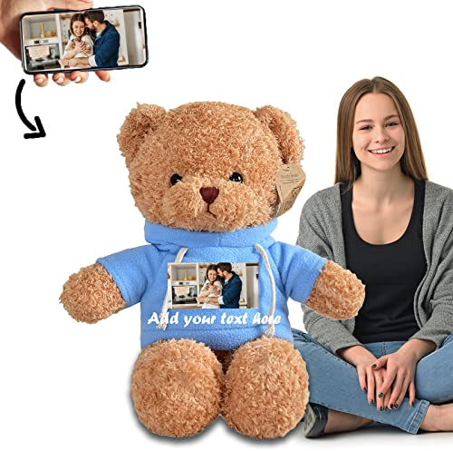 ADORSUN Personalisiert ValentinsGeschenke Teddybär groß XXL, Teddybär mit Text+ Foto als Frauen Geschenk Weihnachten ValentinsGeschenke Geburtstagsgeschenk für Frauen Abschluss Geschenk (100 cm)