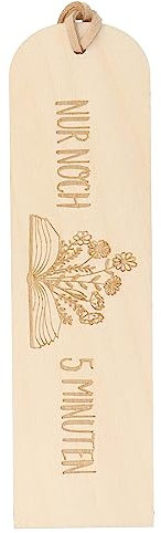 Spruchreif | Lesezeichen aus Holz mit Gravur und Lederband | Hölzernes Lesezeichen | Geschenke für Bücherliebhaber | Bücherwurm | Lesezeichen mit Gravur „Nur noch 5 Minuten“