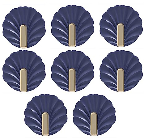YLWX Badezimmer, Küche, Abriebfeste, Nicht Perforierte Klebehaken, Muschelhaken, Stark Haftende, Hochbelastbare Haken Hinter Der Tür, Selbstklebend Haken (Color : Blau, Size : 8 pcs)