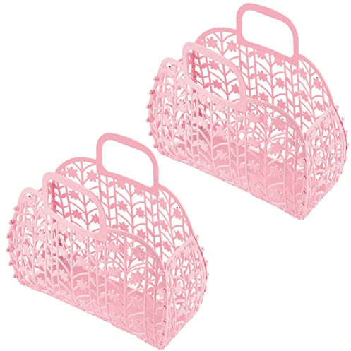 Fegtrty Lot de 2 paniers de rangement creux amovibles en plastique pour salle de bain Rose