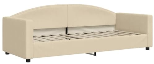 vidaXL Tagesbett, Gästebett 2-in-1, Sofabett Schlafsofa für Schlafzimmer Wohnzimmer, Bettsofa Sofa, Modernes Design, Creme 80x200cm Stoff