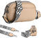 WIZOZI Stylisch Crossbody Bag Damen,Bauchtasche Damen Kleine Umhängetasche Damen mit 3 Großen Fächern,Breitem Gurt Reißverschluss,Verstellbarer Abnehmbarer Schultergurt Khaki