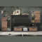 Homely - Mueble de Salón Modular Duke | Conjunto 4 Muebles | Muebles Salón Completo | Mueble para Televisión + Mueble Bajo + Mueble Alto + Estantería Alta | Color Nogal y Cemento
