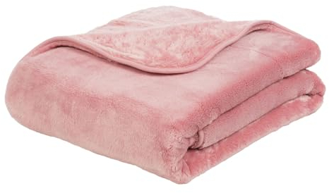 liebling Kuscheldecke Cashmere Feeling 180 x 220 cm, Altrosa, Premium Sofa Decke, Dicke warme Wohndecke, 500 gr. / m²