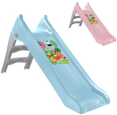 Mochtoys Kinder Rutsche mit Wasseranschluss 140 cm Rutschlänge, Wasserrutsche für Innen und Außen für Kinder ab 2 Jahren Farbe: Blau