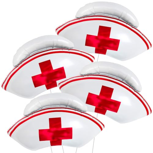 Krankenschwester Party Decorations, 4 Stück Nurse Foil Balloons, Krankenschwester Folien-Luftballon Medical School Geburtstagdeko Nursing Geburtstag Dekoration Ruhestand Party Supplies Junge Mädchen