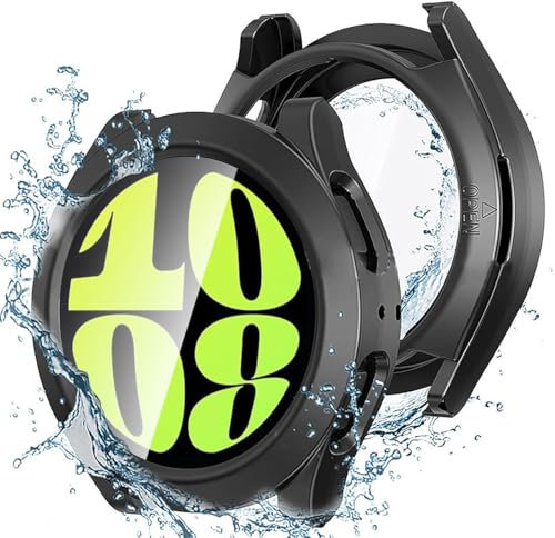 Miimall Schutz Case Kompatibel mit Samsung Galaxy Watch 6 40mm Schutzhülle, PC-Gehärtete Folie-Kratzfest Displayschutzfolie für Galaxy Watch 6 Hülle 40MM Schwarz