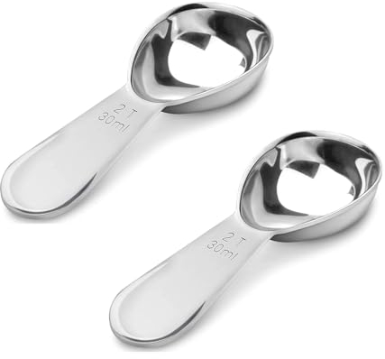 2 Stück Kaffeemaßlöffel, Kaffeelöffel Portionierer, Edelstahl Dosierlöffel, Kaffeeschaufel-Set, Messlöffel, für Kaffee, Tee, Zucker, Mehl (30ml)