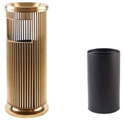 RUGOD Mülleimer Stahlrohrsitz-Mülleimer, Outdoor-Mülleimer aus Edelstahl, 5,2 Gallonen Fassungsvermögen, mit Ascheabdeckung (Farbe: Titan) Abfalleimer