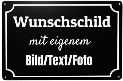 BeNsil Schilder, Schilder Selbst Gestalten, Wunschtext Schild, Hausnummer & Straßennamen mit Text/Name/Bild/Logo/Schrift für Garage, Hotel, Parkplatz, Schule, Carport, Firma, Garten, Wohnadress