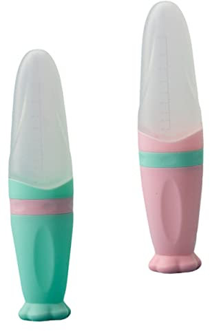 UPKOCH 2 Pezzi Cucchiaio Per Cereali Per Bambina in Silicone Cucchiai Da Spremere Per Bambina Piccoli Per Passato Di Frutta Porridge e Zuppe Resistente Alle Alte Temperature Facile Da Pul