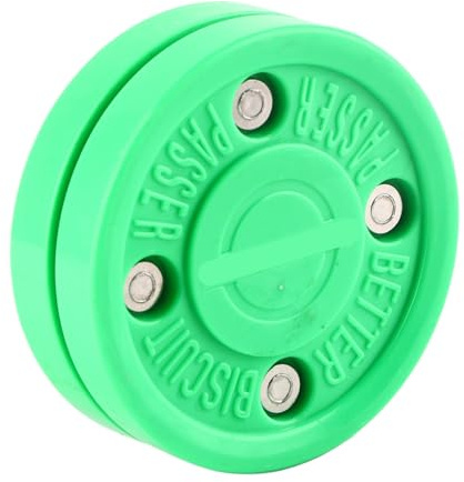 equlup Rondelle de Hockey sur Glace, 7,5cm/2,95 po Passe-Biscuits Vert Absorption des Chocs maniement du bâton entraînement de Hockey de Rue rondelle pour entraînement Quotidien Patinage à roulettes