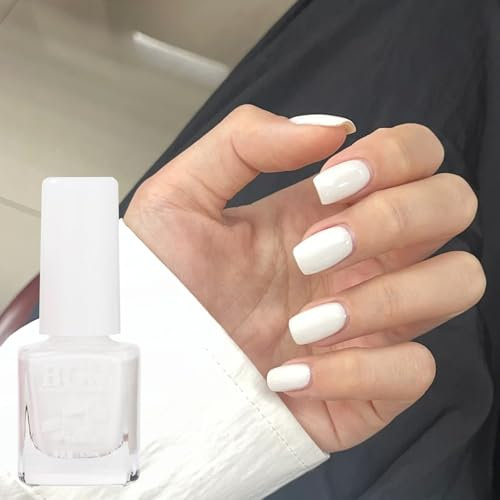 Milky White Nail Polish - White Nail Varnish - French Manicure Quick Dry Breathable Long Lasting Natural Nail Polish - Holographic Non Toxic No UV Needed Nail Art Manicure Nail Art Polish for Women