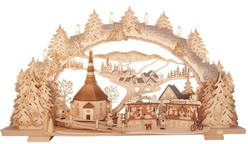 SCHENK HOLZKUNST Tietze Schwibbogen Kirmes in Seiffen LED