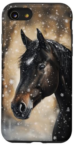 Hülle für iPhone SE (2020) / 7 / 8 Pferd mit Schneeflocken Pferde Mädchen