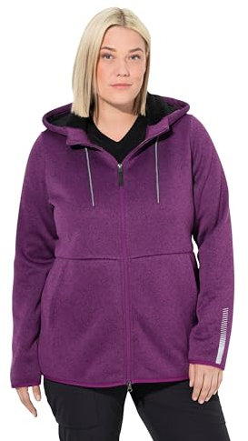 Ulla Popken Damen große Größen Übergrößen Plus Size Strickfleece-Jacke, Teddyfleece, 2-Wege-Zipper, Reflektor aubergine 46+ 812880838-46+