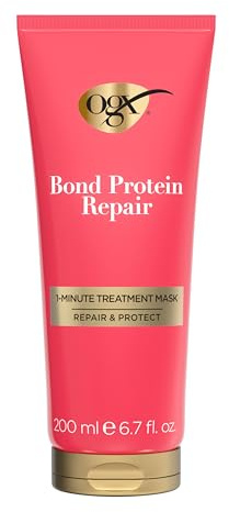 OGX Repair & Protect Bond Protein Repair 1-Minute Treatment Mask, Deep Conditioning Hair Mask Rapidly Repairs for Shiny, Smooth Hair That Lasts Between Washes, 6.7 fl. oz