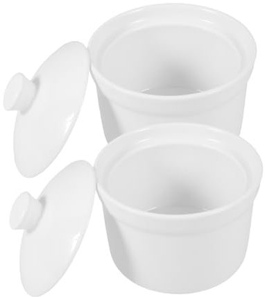 Cabilock 2 Pièces Marmite En Céramique Bols De Cuisson Coquetiers Avec Couvercles Marmite Avec Couvercle Bols À Soupe À L'Oignon Bol De Poterie Bol À Soupe À La Vapeur Bol Avec