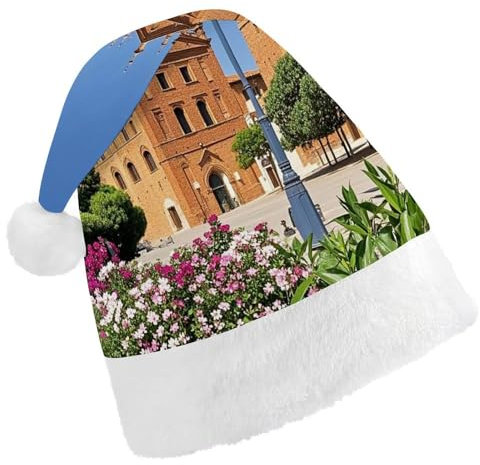 GBNMQED Weihnachtsmütze für Erwachsene, bequeme Weihnachtsmütze, spanische Städte, bedruckt, Weihnachtsmütze für Neujahr, festliche Party, Weihnachts-Kopfschmuck
