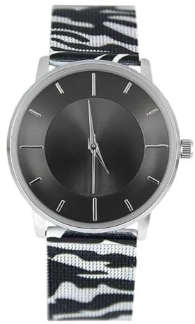 Crystal Blue Damen Armbanduhr schwarz Weiss Edelstahl Milanaise Mesh Armband wasserdicht Animal Print Zebra 2428