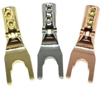 Lot de 10 connecteurs d'adaptateur Audio for Haut-Parleur en cuivre avec Fourche en U/Y(Rose Gold)